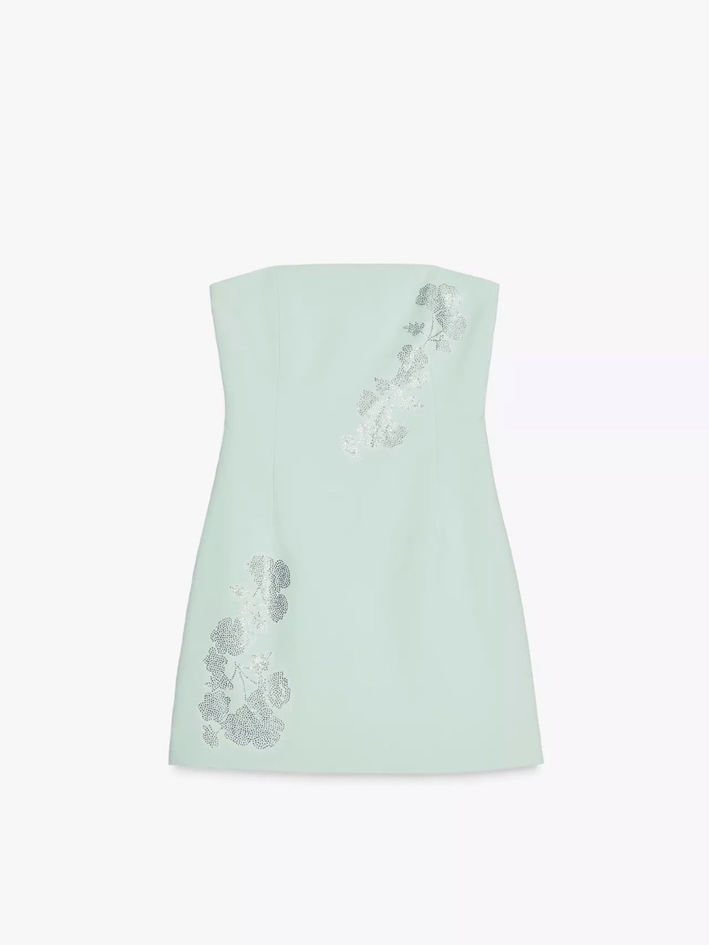 NWT Zara Strapless Mint Embellished Mini Dress